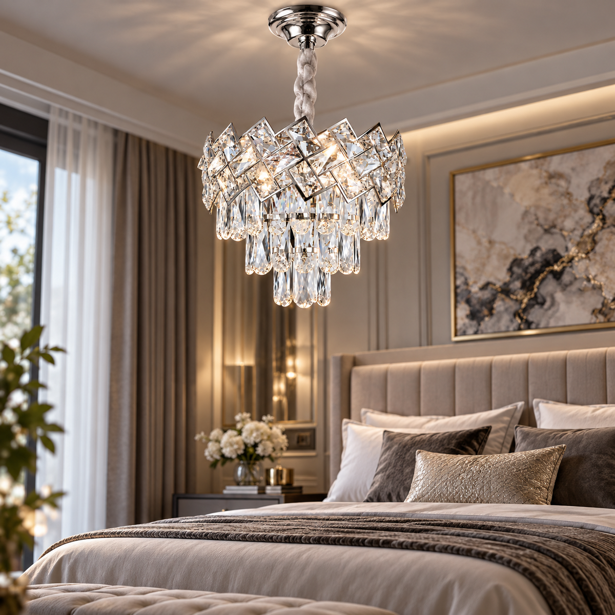 Candelabru Cristal Malli Silver 30cm
