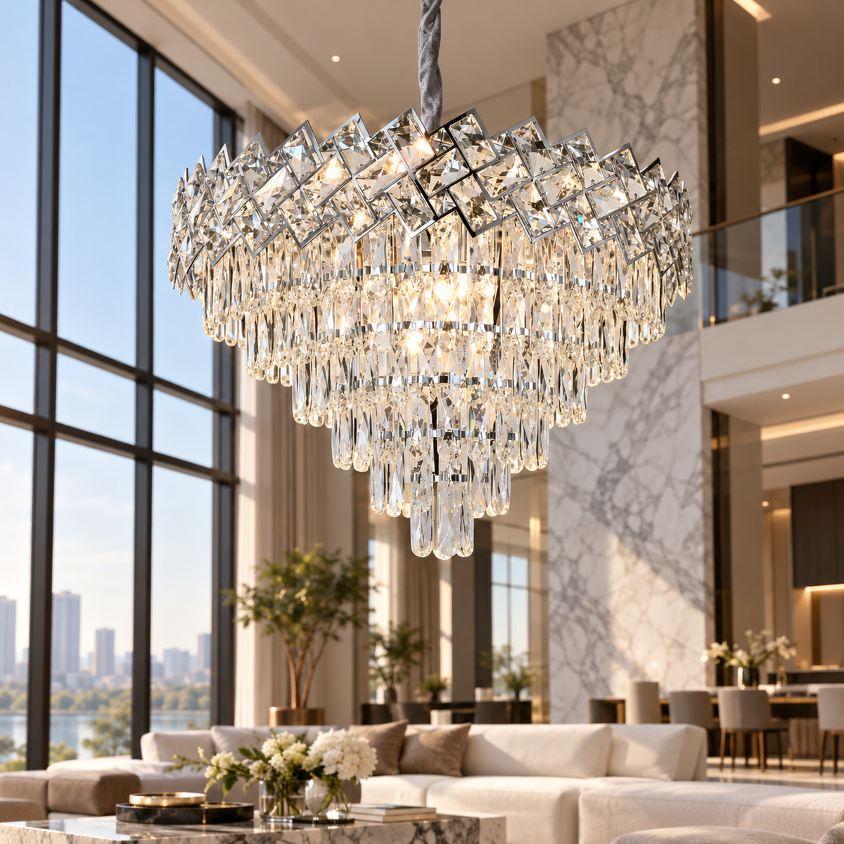 Candelabru Cristal Malli Silver 60cm