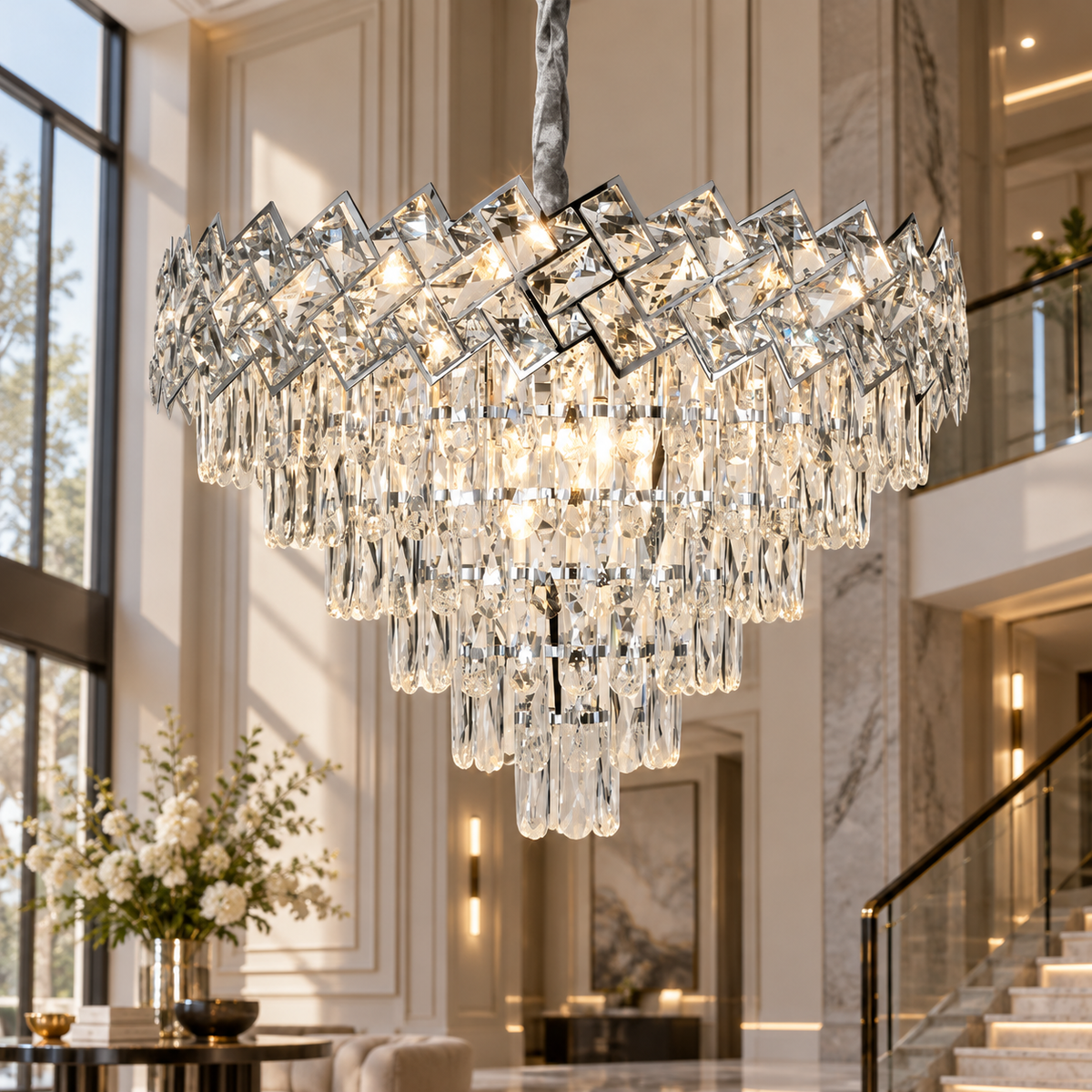 Candelabru Cristal Malli Silver 60cm