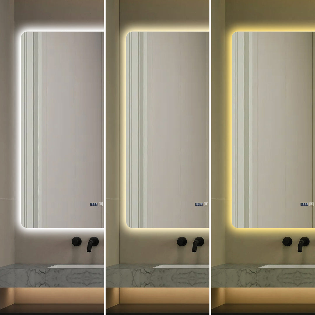 Oglinda LED Dreptunghiulara cu Ceas 100x80cm Functie Dezaburire si Touch