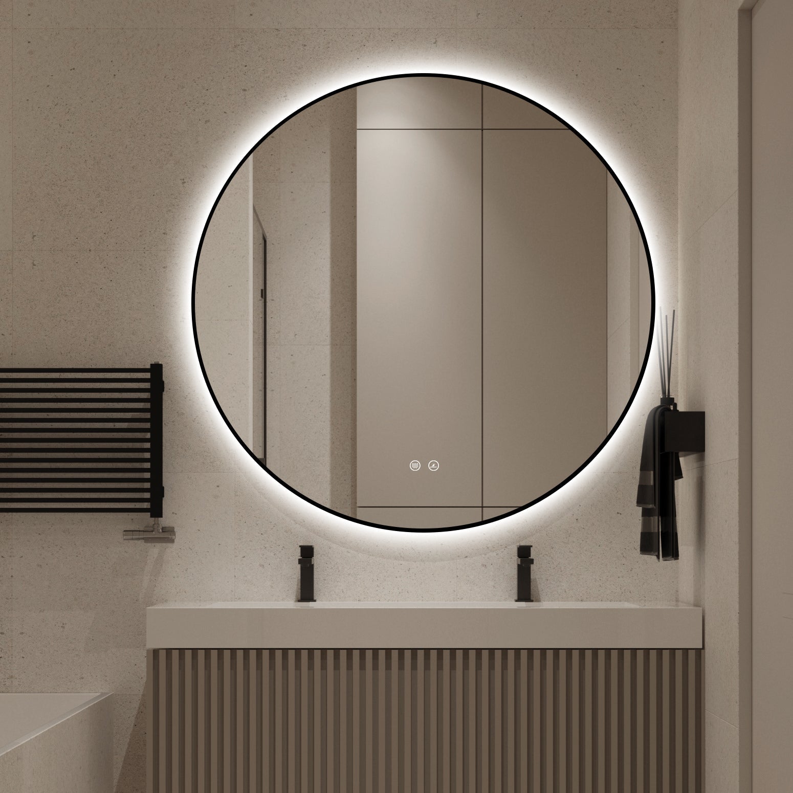 Oglinda LED Rotunda Ø90cm Functie Dezaburire si Touch