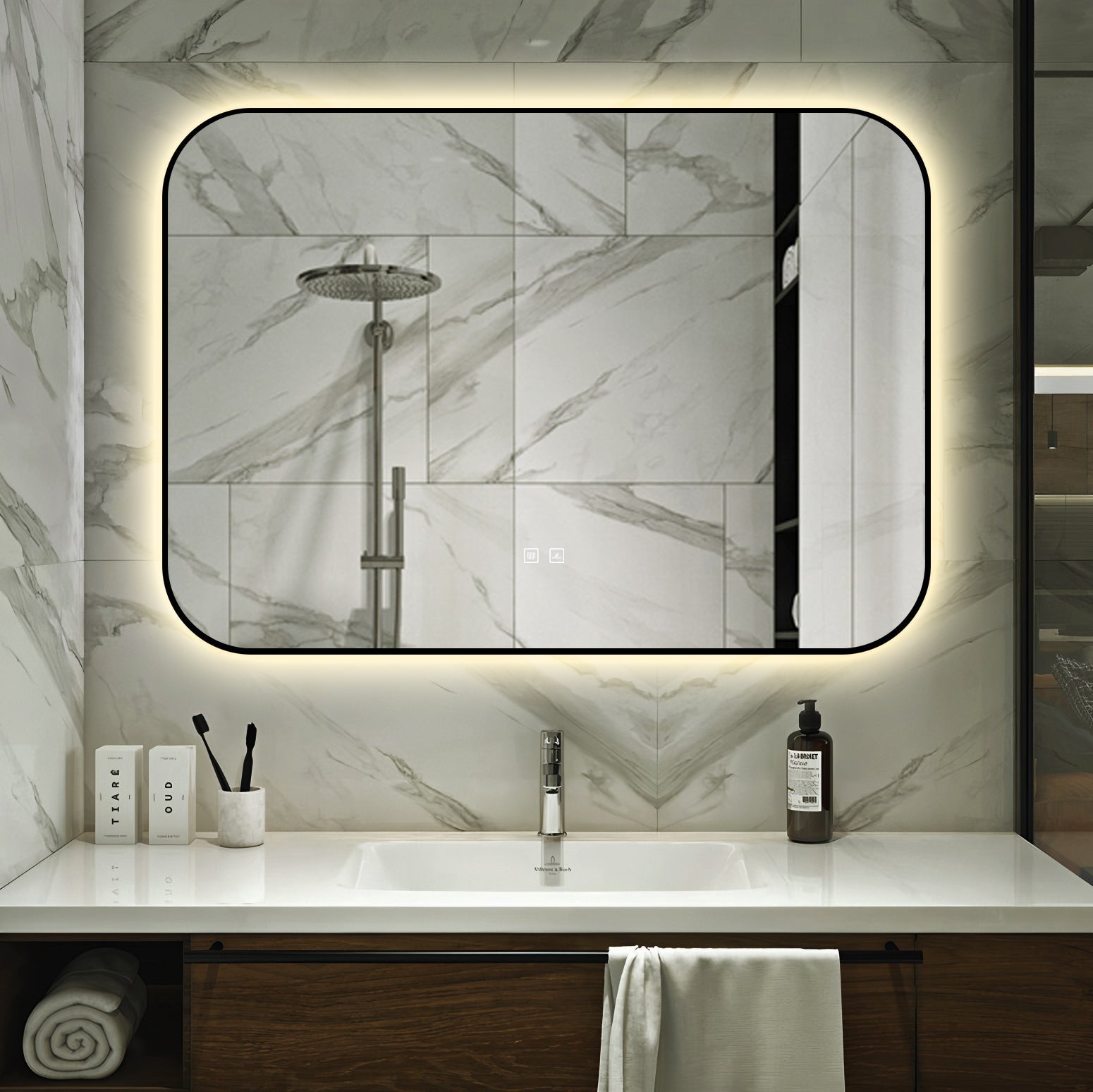 Oglinda LED Dreptunghiulara 100x70cm Functie Dezaburire si Touch