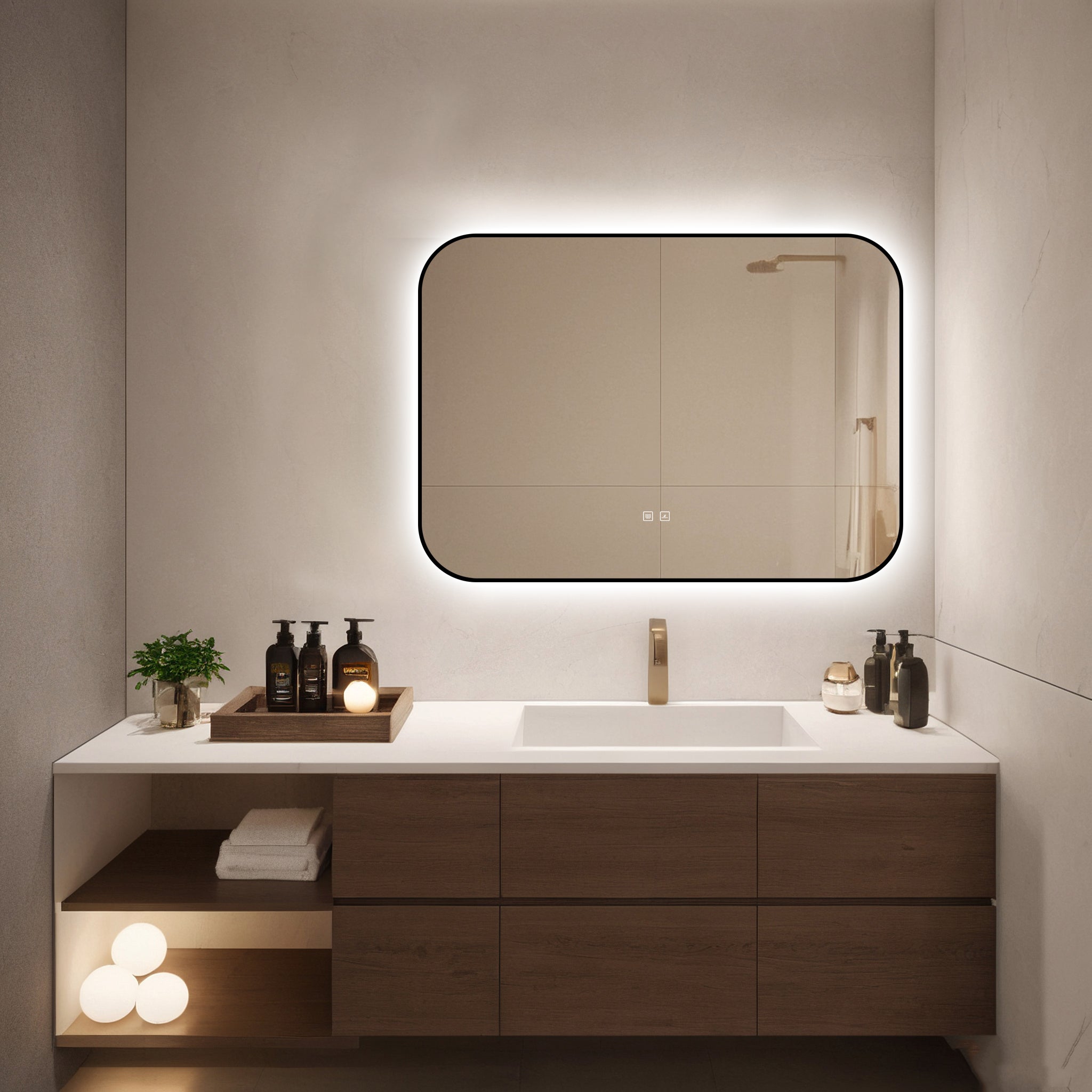 Oglinda LED Dreptunghiulara 90x65cm Functie Dezaburire si Touch