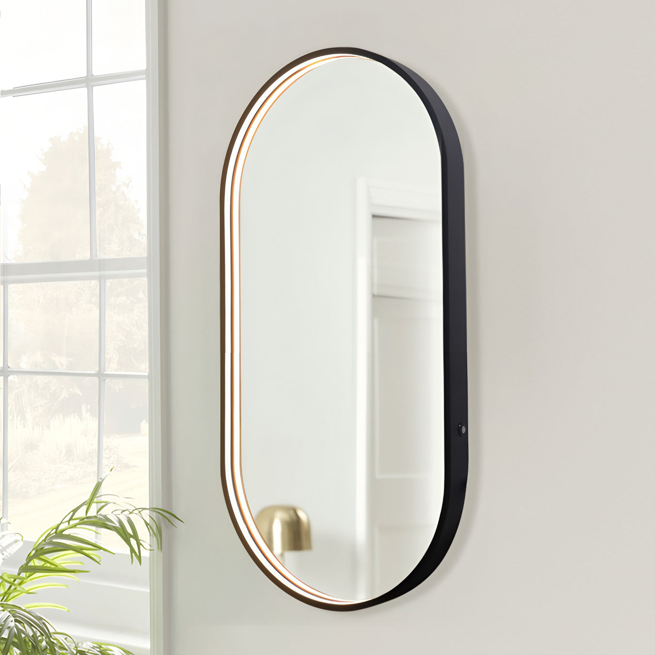 Oglinda LED Ovala Functie Dezaburire Touch si 3 Lumini 50x90cm