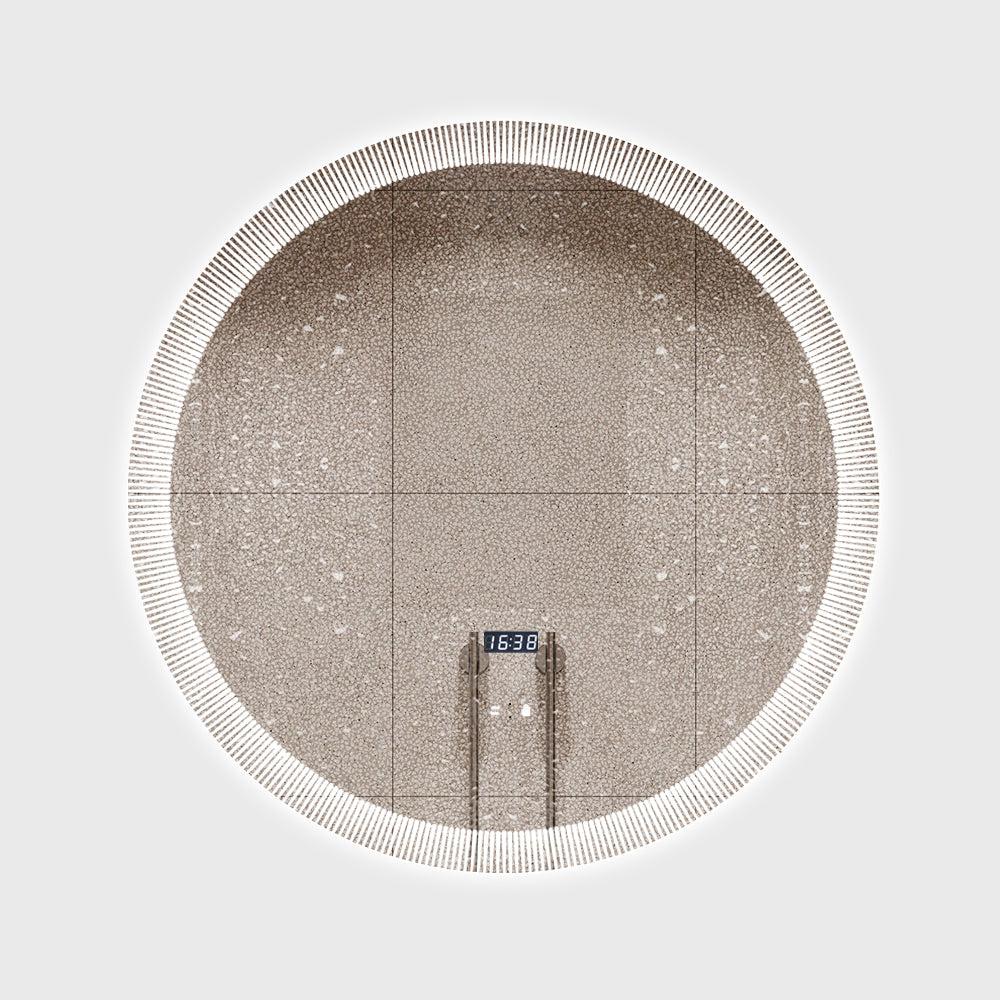 Oglinda LED Rotunda cu Ceas Ø70cm Functie Dezaburire si Touch