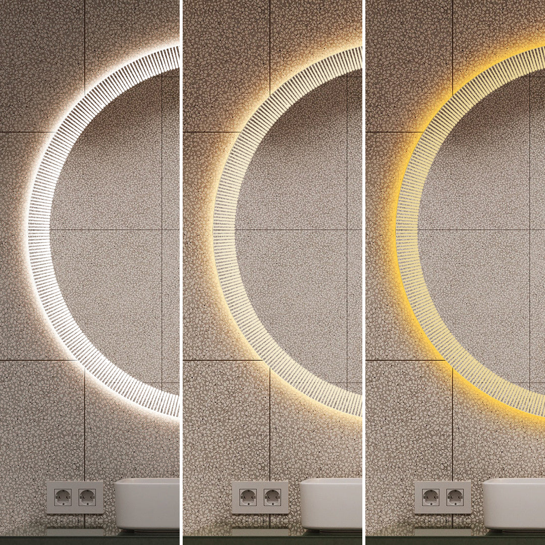 Oglinda LED Rotunda cu Ceas Ø70cm Functie Dezaburire si Touch