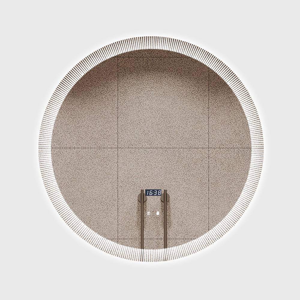 Oglinda LED Rotunda cu Ceas Ø70cm Functie Dezaburire si Touch