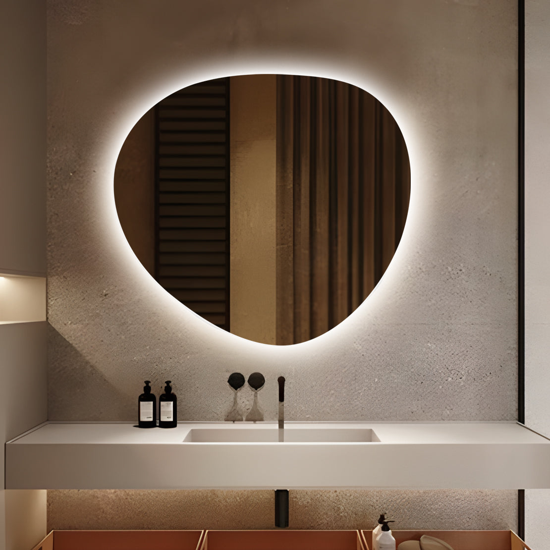 Oglinda LED Functie Dezaburire Touch si 3 Lumini 80x73cm LED MIRROR