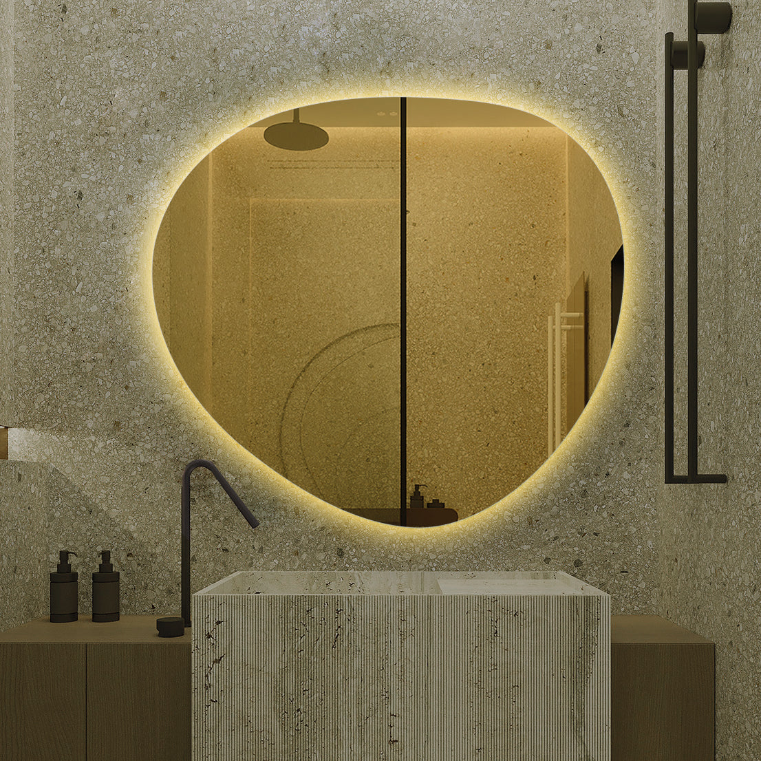 Oglinda LED Functie Dezaburire Touch si 3 Lumini 80x73cm LED MIRROR