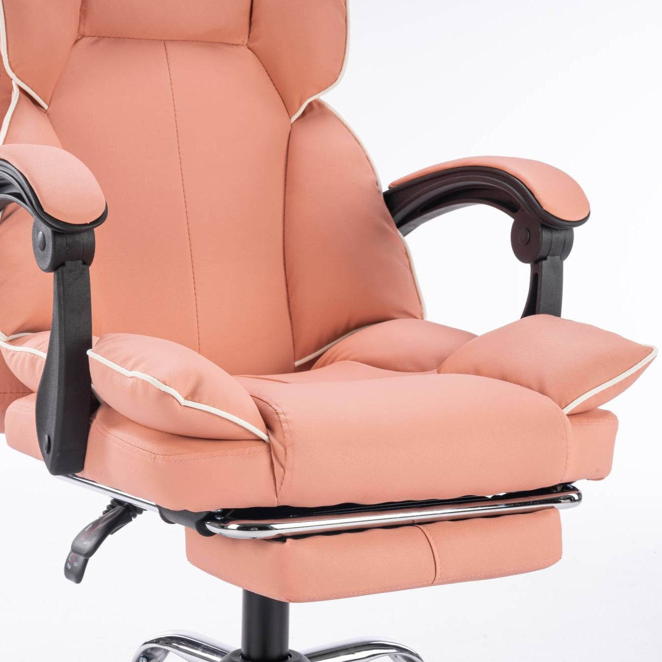 Scaun de Birou Reglabil Roz WF-807 cu Suport Picioare | Piele Ecologica