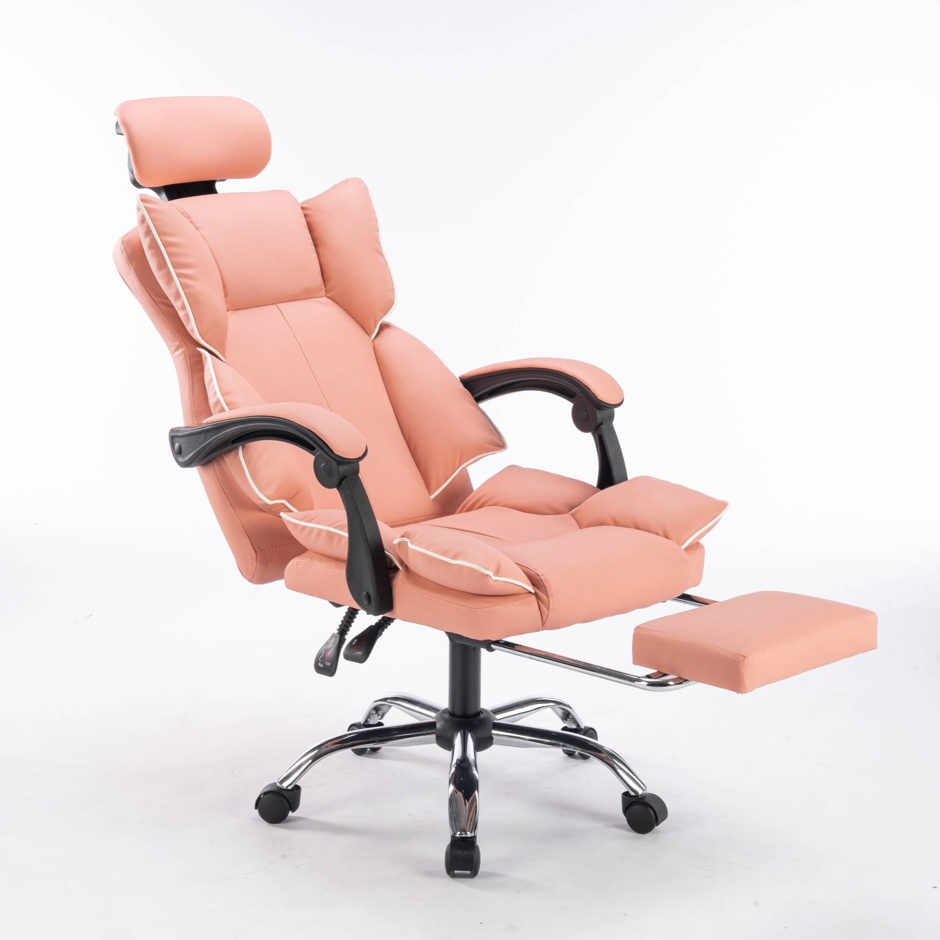 Scaun de Birou Reglabil Roz WF-807 cu Suport Picioare | Piele Ecologica