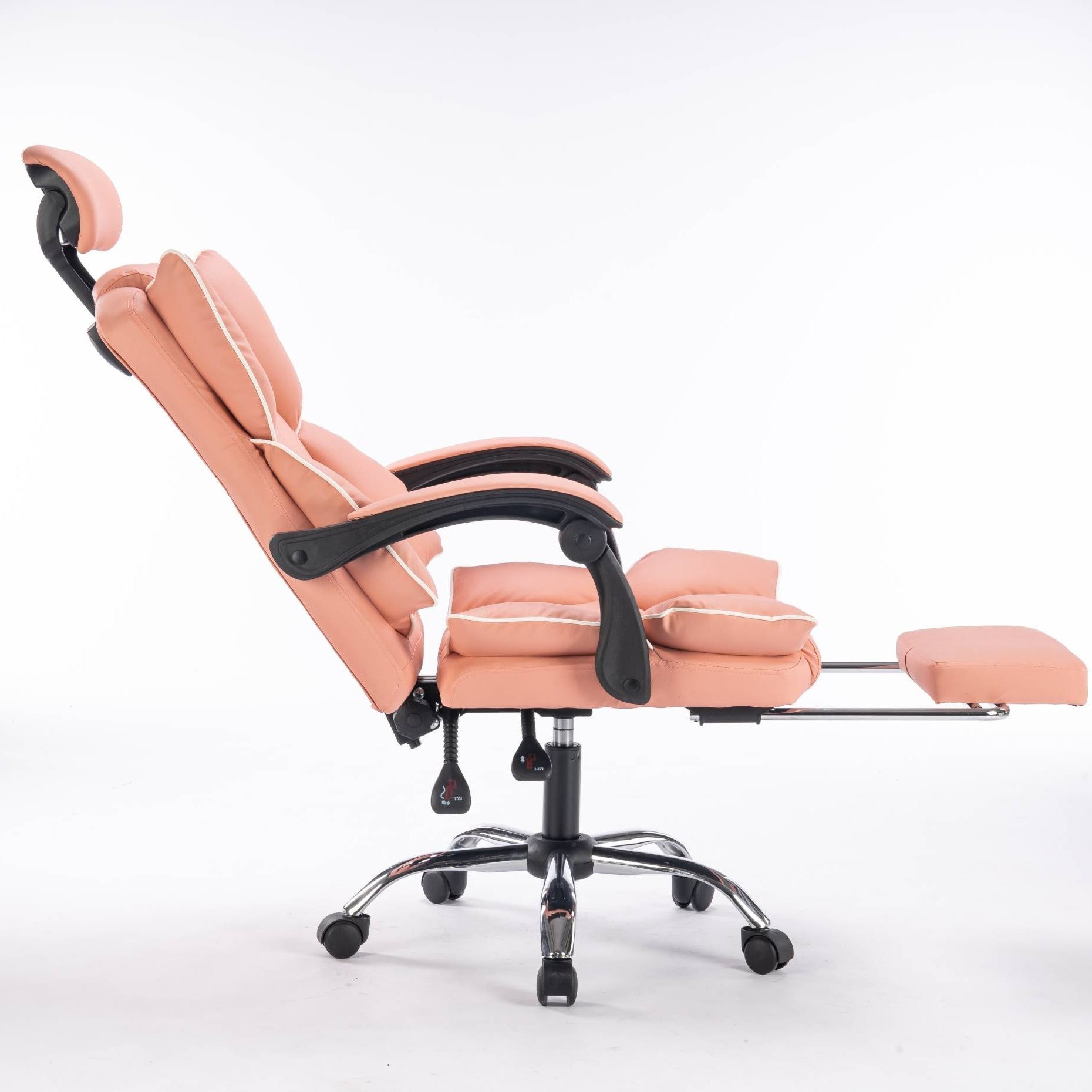 Scaun de Birou Reglabil Roz WF-807 cu Suport Picioare | Piele Ecologica