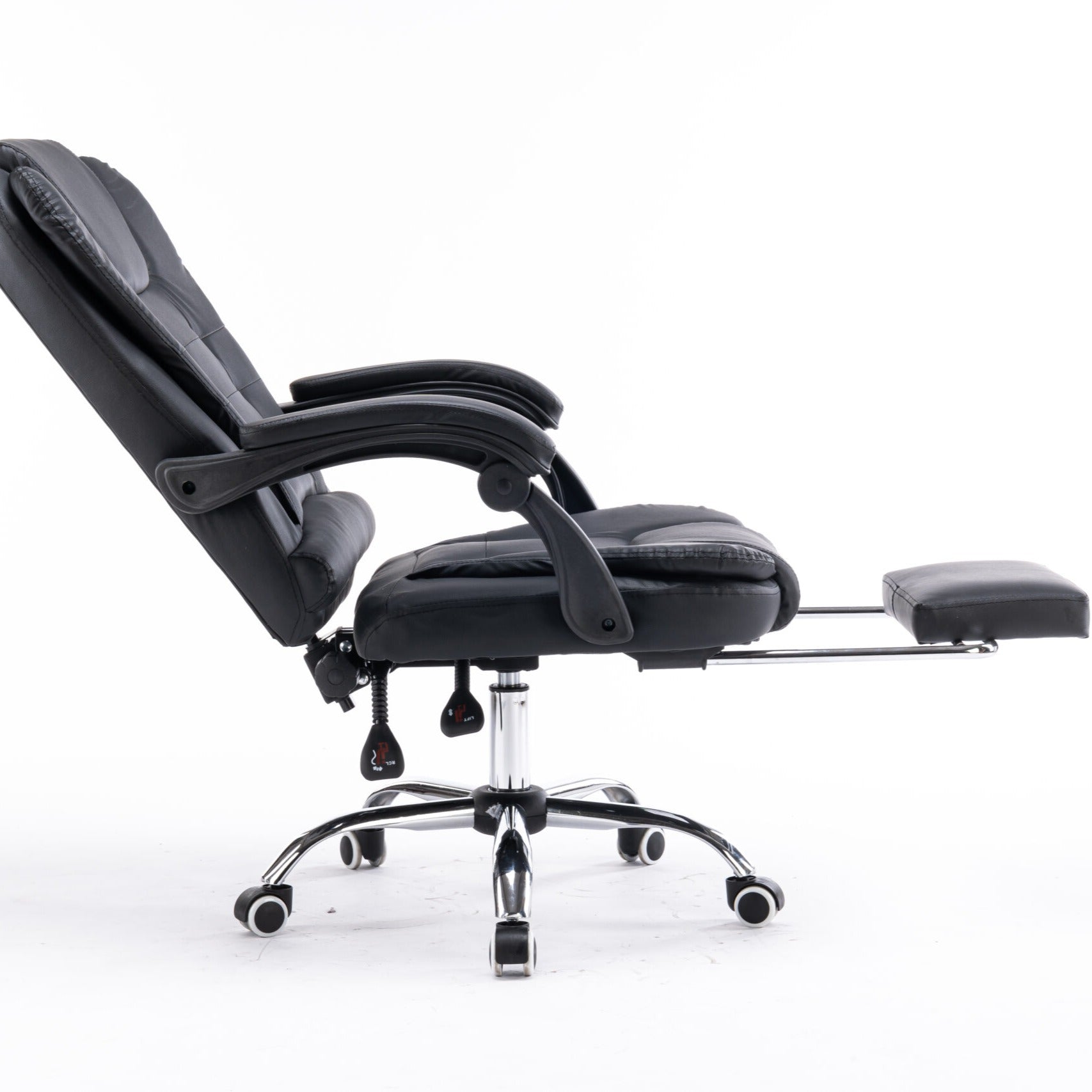 Scaun de Birou Reglabil Negru BOC-333 cu Suport de Picioare | Piele Ecologica