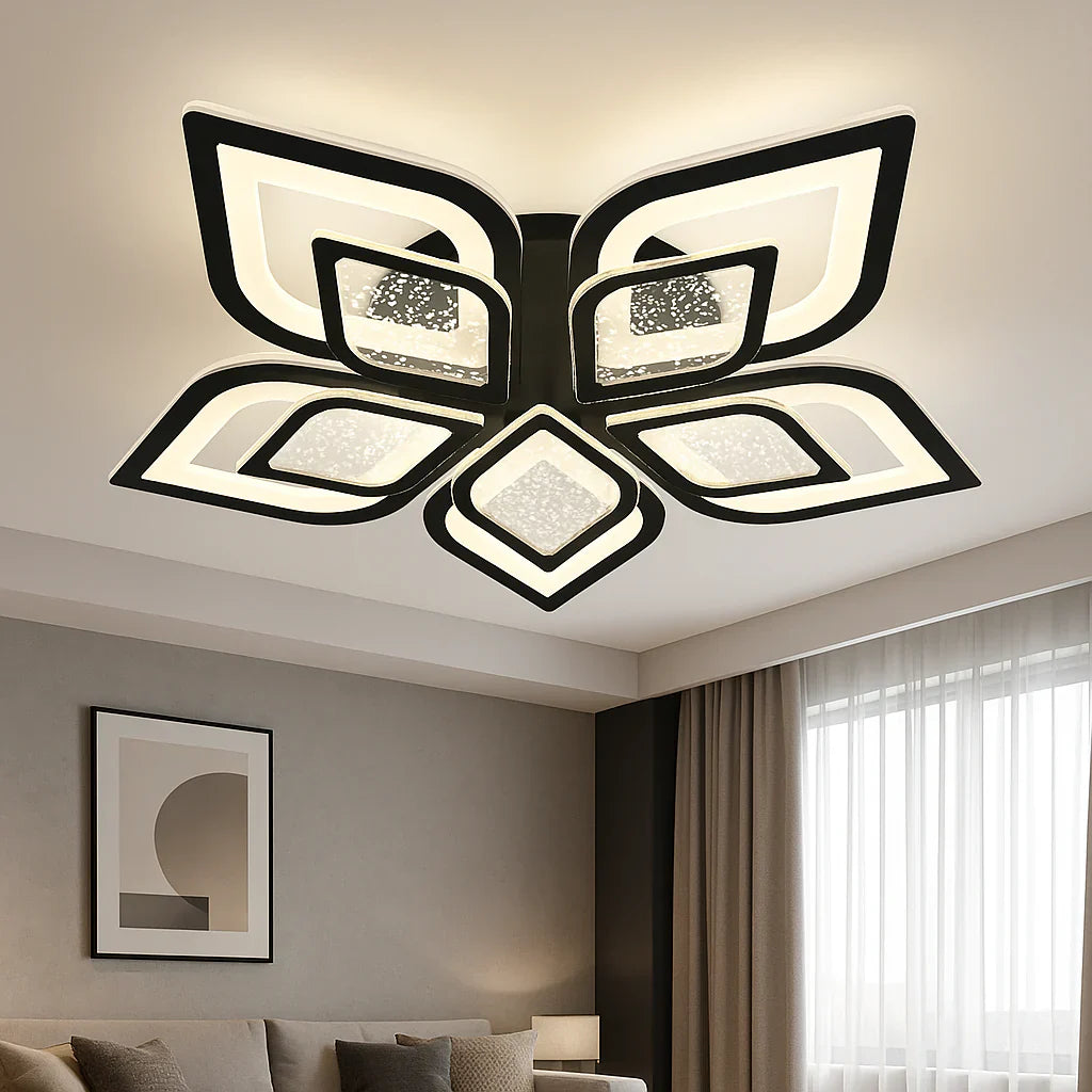 Lustra LED ORTENSIA Neagra Echivalent 800W Telecomanda