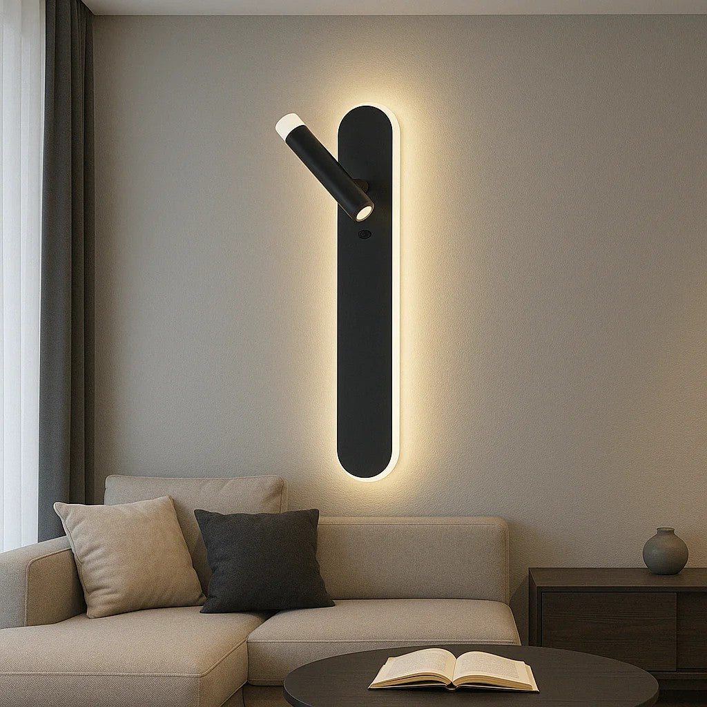 Aplica LED Liniara Neagra 50cm AXIS cu Spot Orientabil si Buton ON/OFF