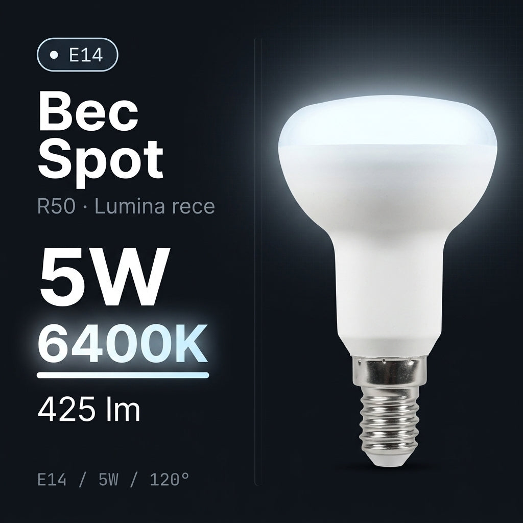 Bec LED Spot R50 E14 Lumina Rece 5W Echivalent 40W