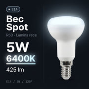 Bec LED Spot R50 E14 Lumina Rece 5W Echivalent 40W
