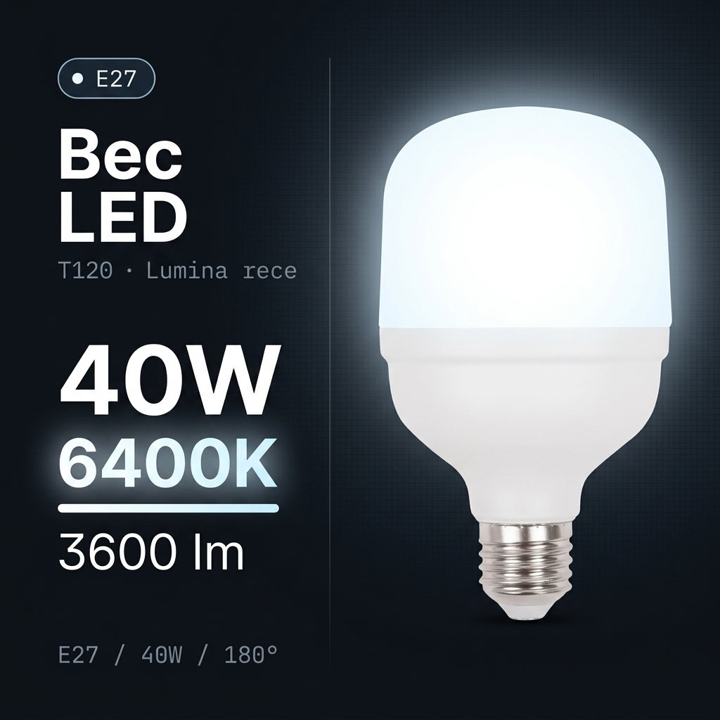 Bec LED Titan Polar T120 Mat E27 Lumina Rece 40W Echivalent 250W