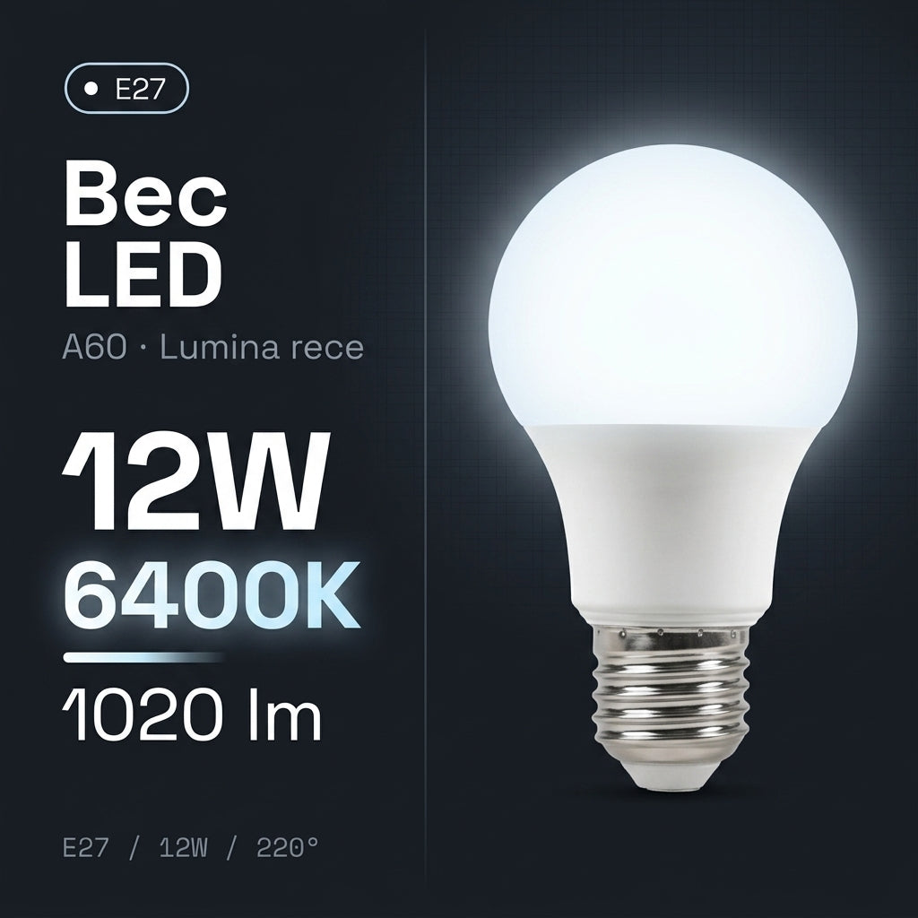 Bec LED A60 Mat E27 Lumina Rece 12W Echivalent 75W