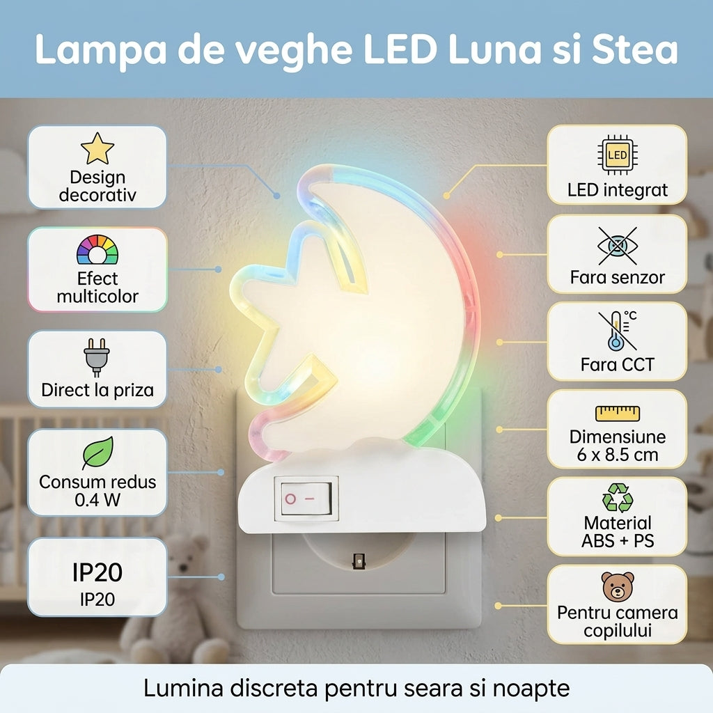 Lampa de Veghe LED Dream Moon 0.4W Multicolor