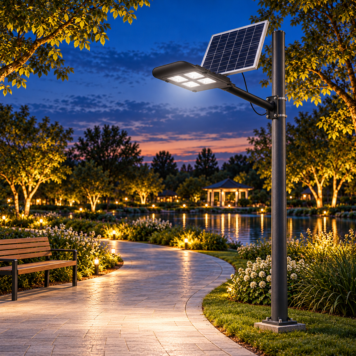 Lampa LED Premium 200W Iluminat Stradal Solara Cu Brat Inclus Telecomanda