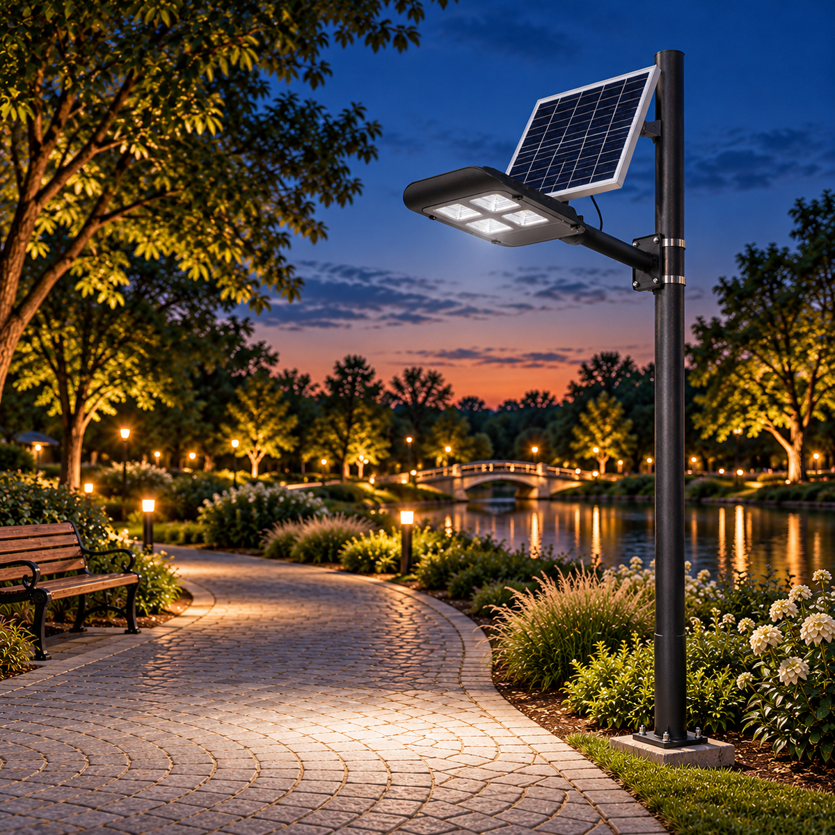Lampa LED Premium 100W Iluminat Stradal Solara Cu Brat Inclus Telecomanda