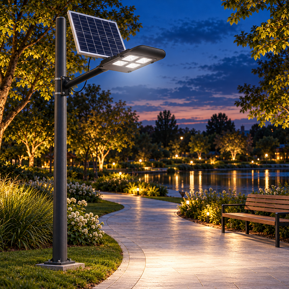 Lampa LED Premium 200W Iluminat Stradal Solara Cu Brat Inclus Telecomanda