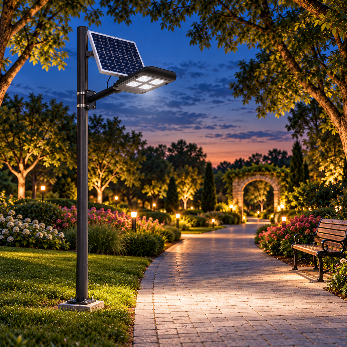 Lampa LED Premium 100W Iluminat Stradal Solara Cu Brat Inclus Telecomanda