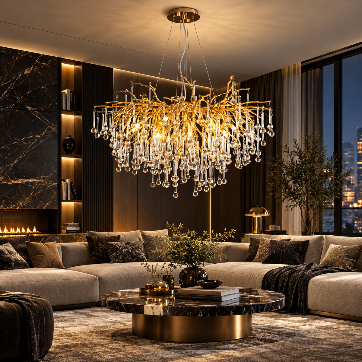 Candelabru Cristal LUXURY Golden Tears 60CM