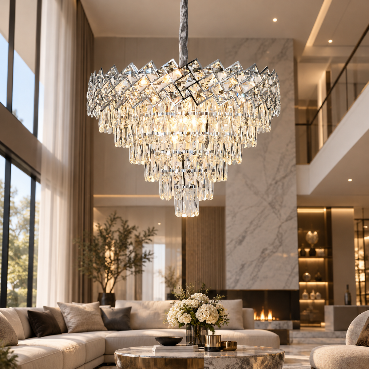 Candelabru Cristal Malli Silver 60cm