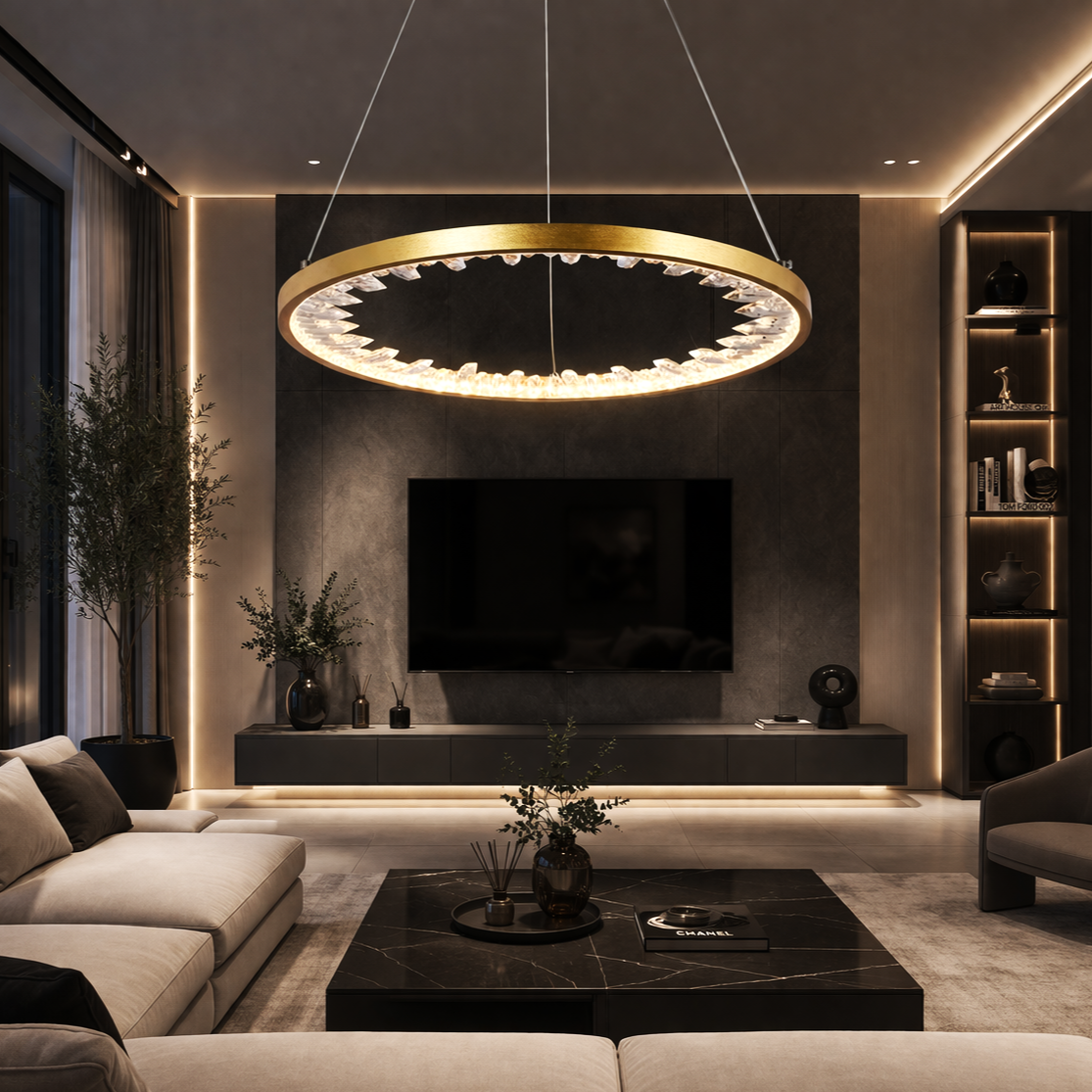 Lustra LED Suspendata CLARION Gold Echivalent 200W