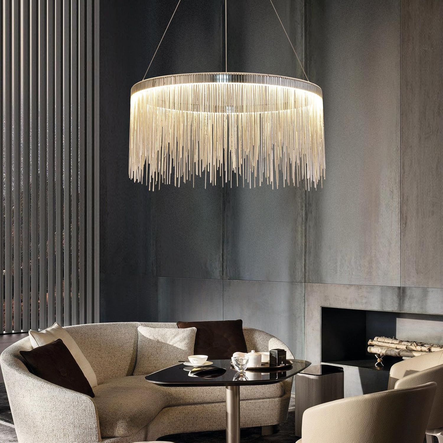 Lustra LED Suspendata Silver Chains Deluxe