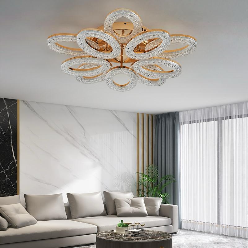 Lustra LED Golden 10 Ovals Echivalent 800W Telecomanda