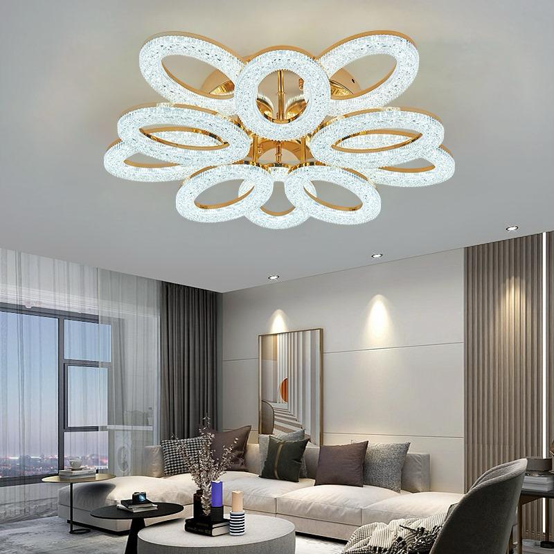 Lustra LED Golden 10 Ovals Echivalent 800W Telecomanda