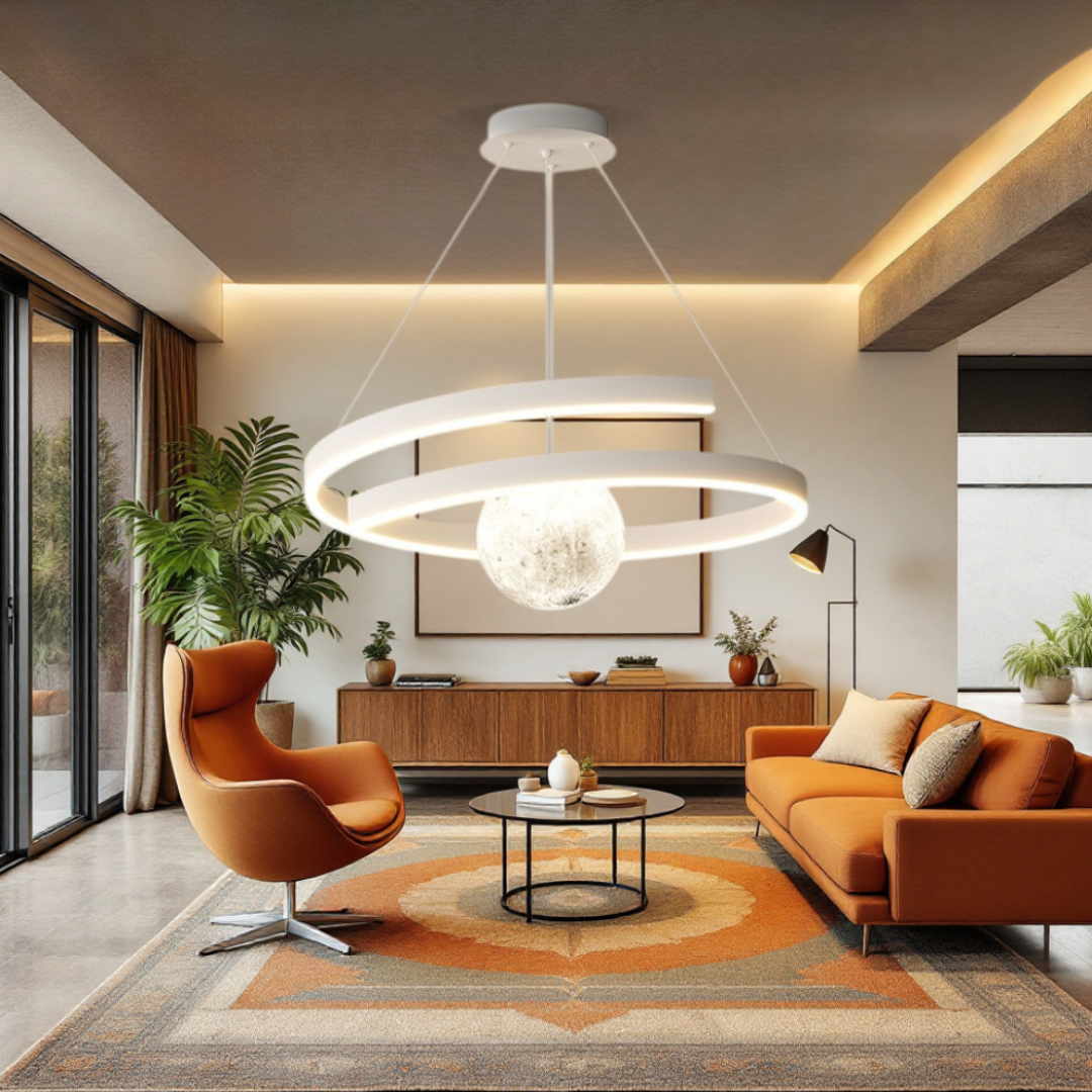 Lustra LED Suspendata INFINITY SPHERE Alba Echivalent 500W