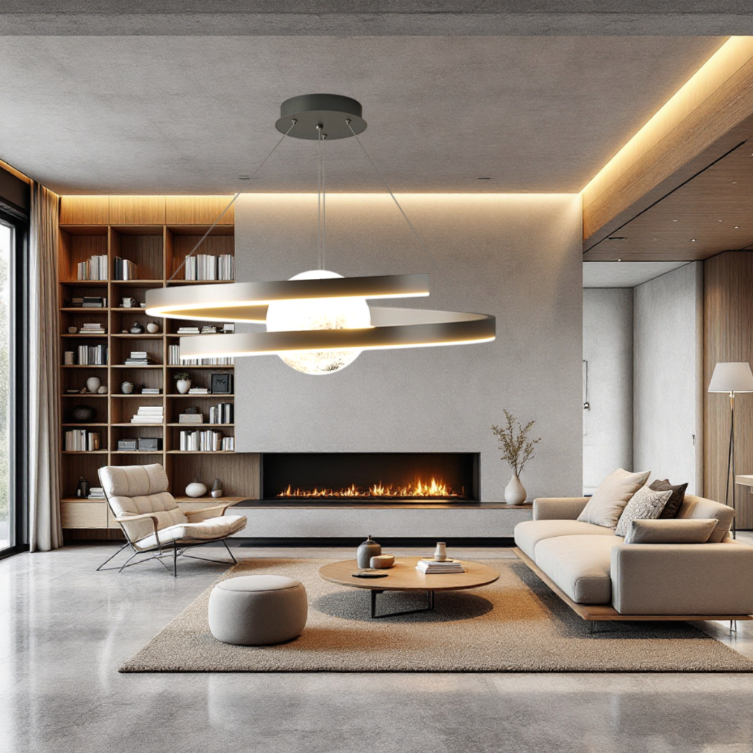 Lustra LED Suspendata INFINITY SPHERE Neagra Echivalent 500W