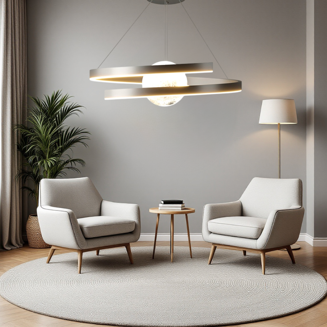 Lustra LED Suspendata INFINITY SPHERE Neagra Echivalent 500W