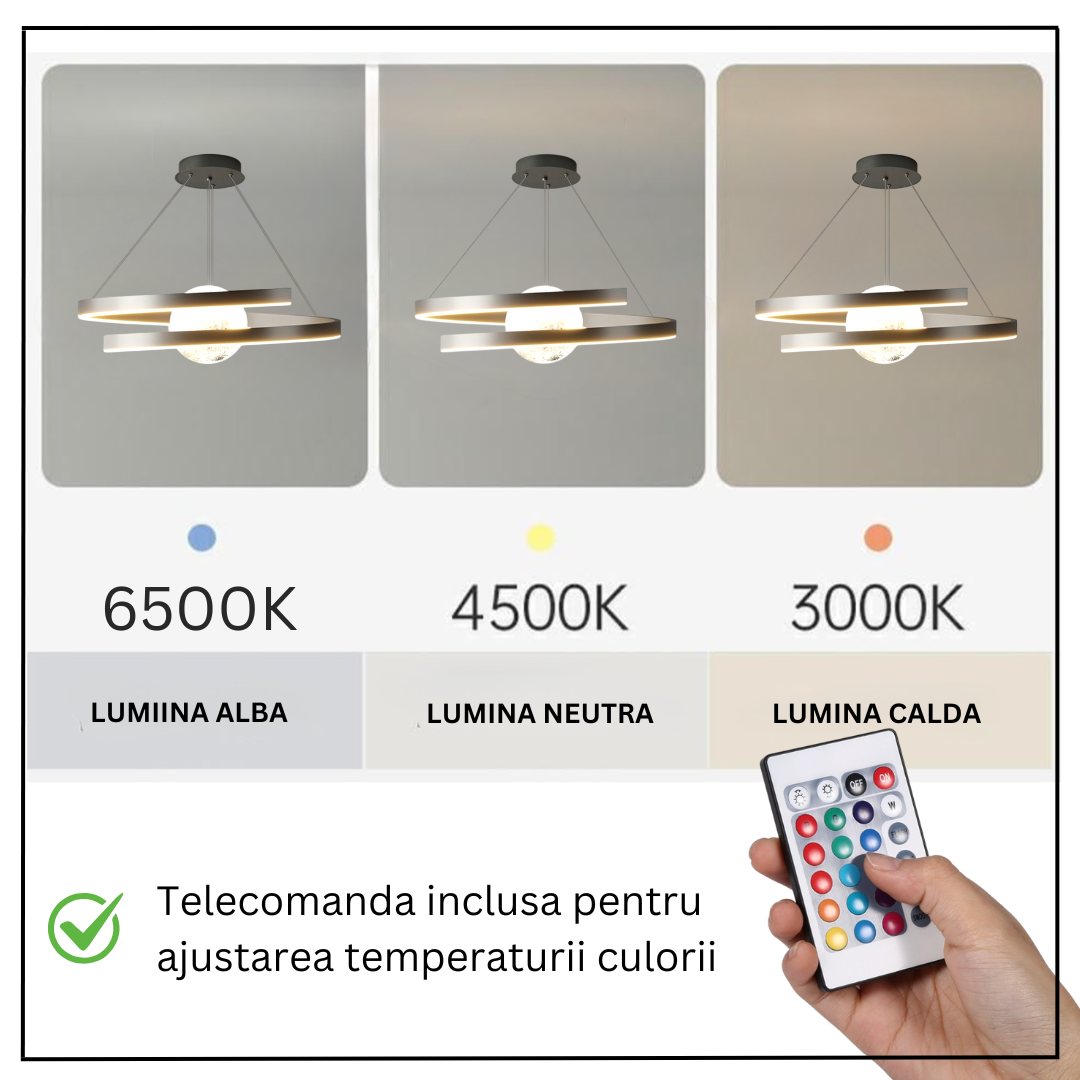 Lustra LED Suspendata INFINITY SPHERE Neagra Echivalent 500W