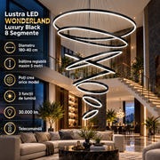 Lustra LED WONDERLAND Luxury Black 8 Segmente Echivalent 3000W Telecomanda
