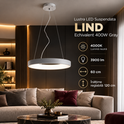 Lustra LED Suspendata LIND Echivalent 400W Gray 4000K