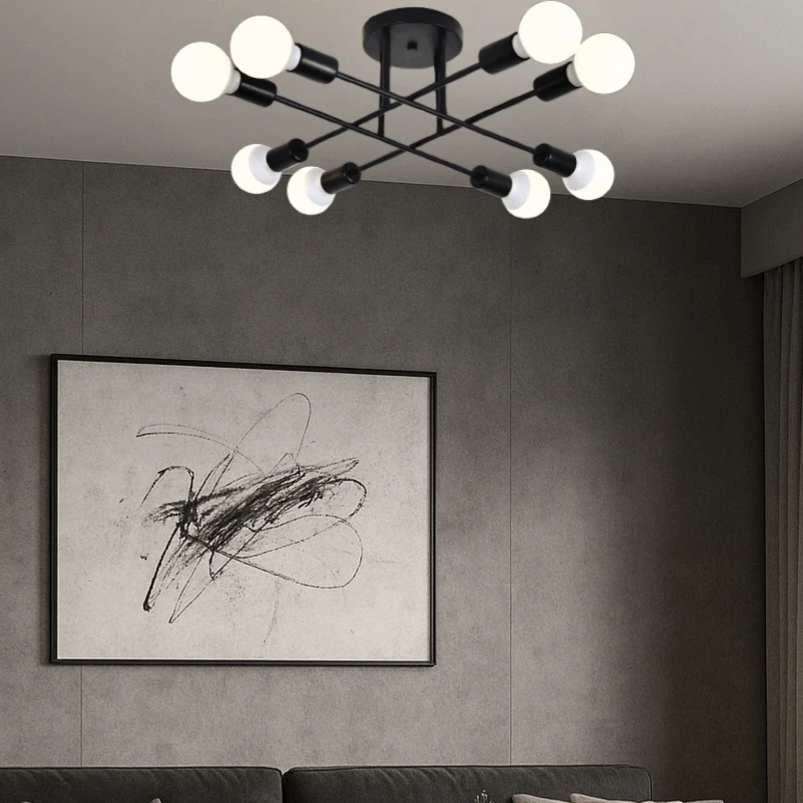 Lustra MEDEO Black Abajur MAT