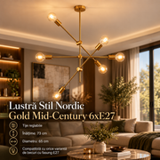 Lustra Stil Nordic Gold Mid-Century 6xE27