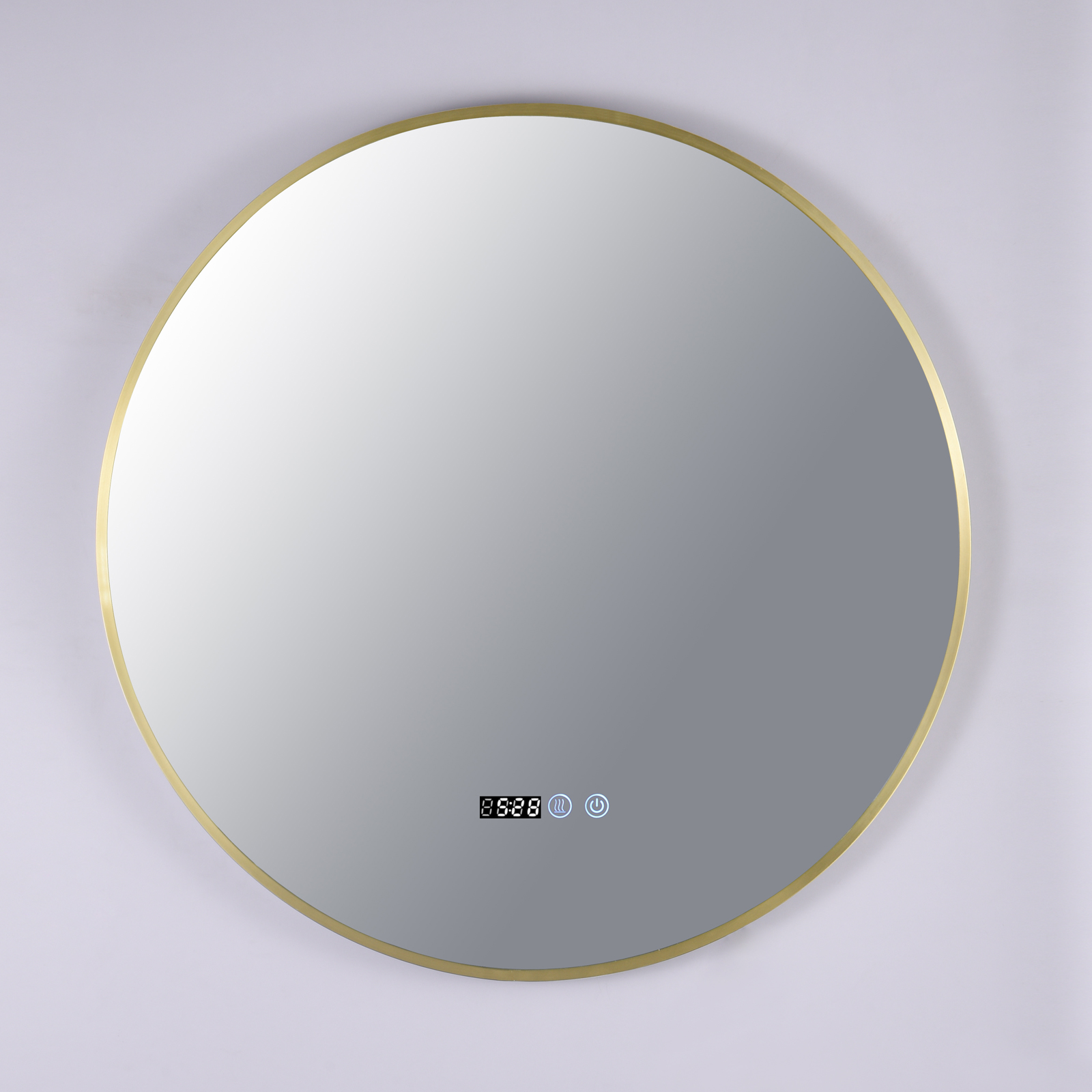 Oglinda Led Rotunda 70Cm Rama Aurie Ceas Temperatura Touch Si 3 Lumini Od010T/Gd Mirror