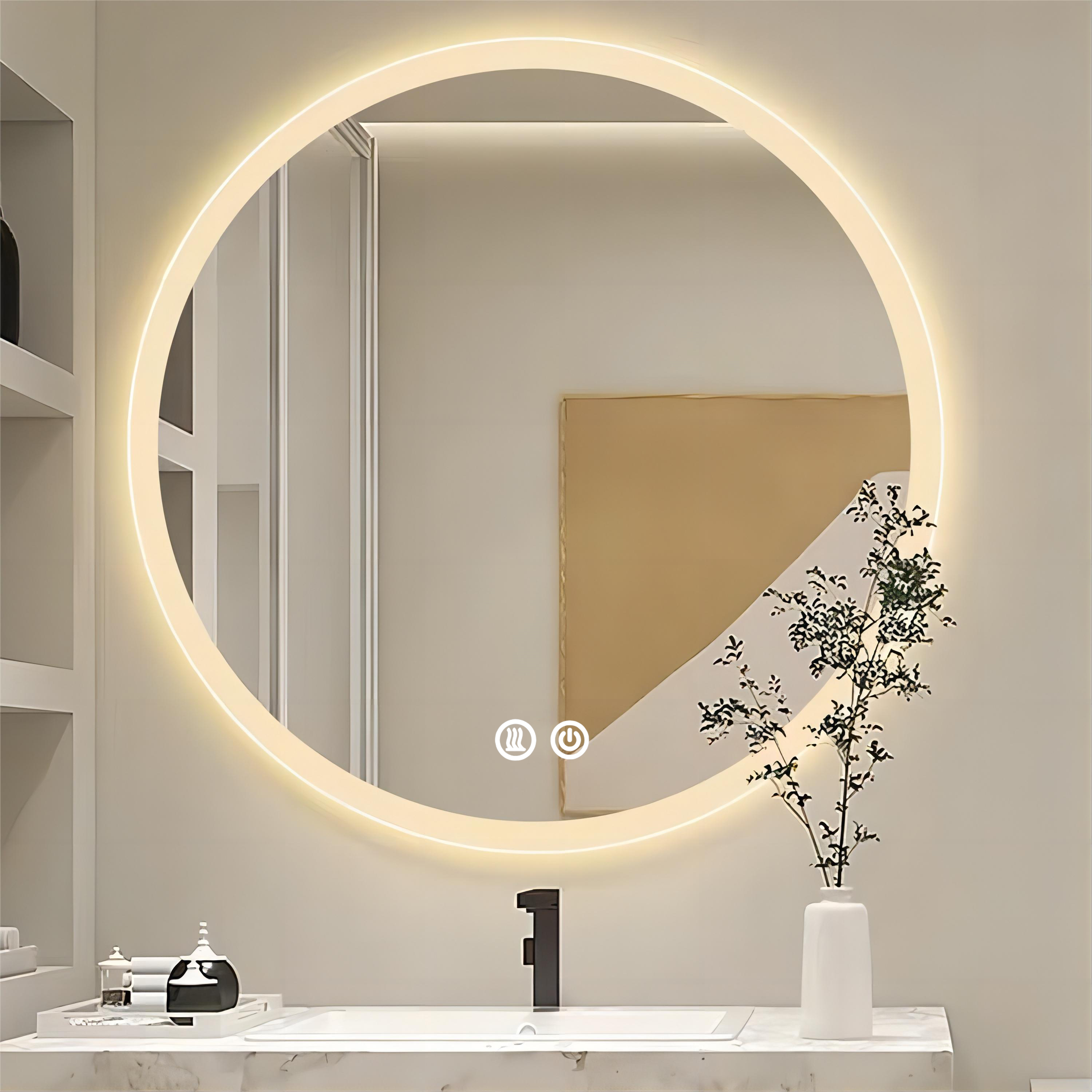 Oglinda LED Rotunda 60cm, 3 Lumini, Dezaburire si Touch OD012