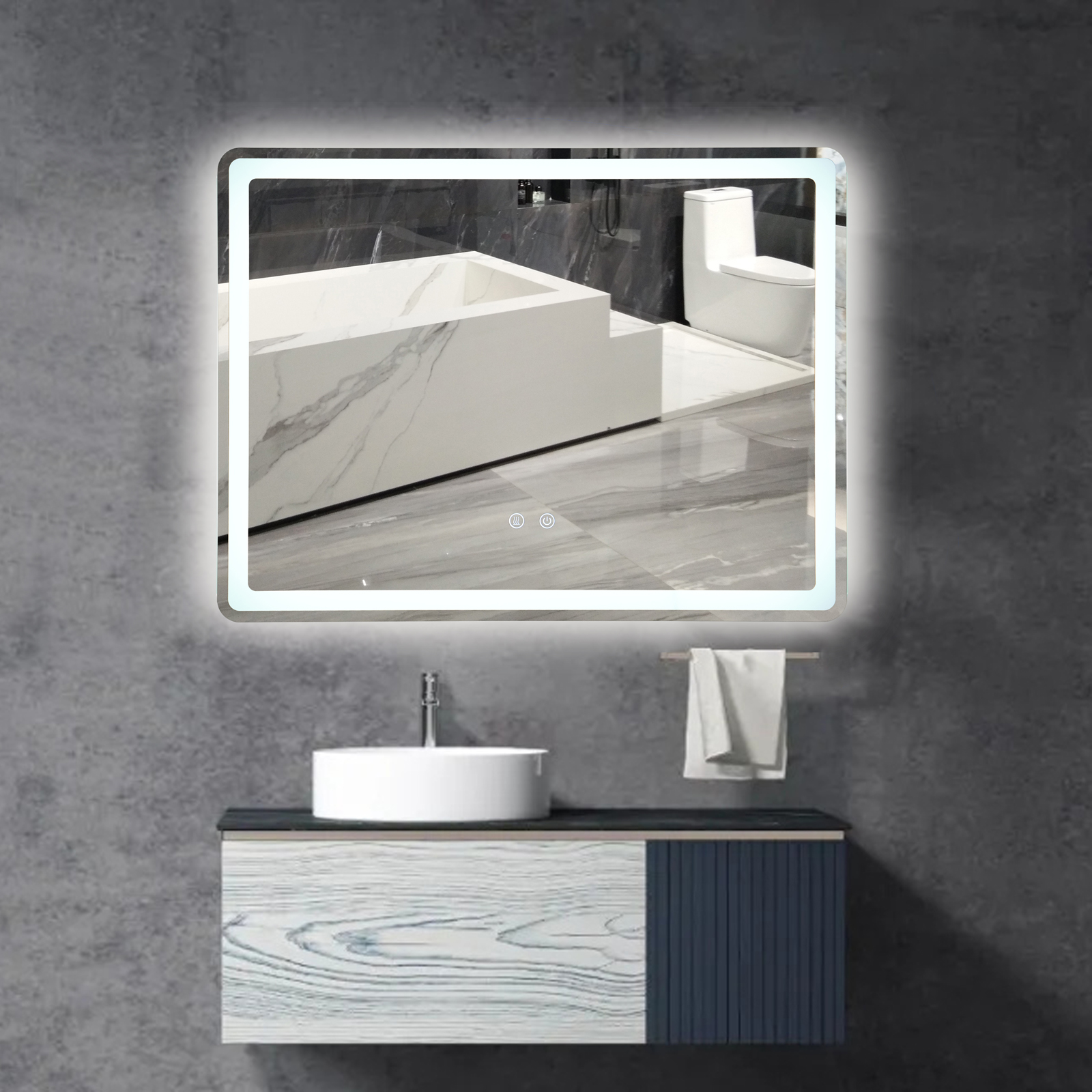 Oglinda Led 80X60Cm 3 Lumini Dezaburire Si Touch Od037Y Mirror