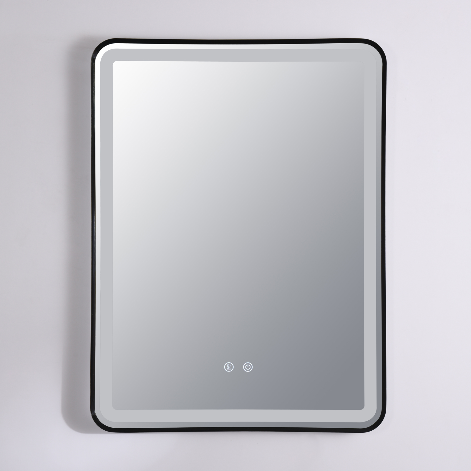 Oglinda LED 60x80cm Rama Neagra, 3 Lumini, Dezaburire si Touch OD039/BK