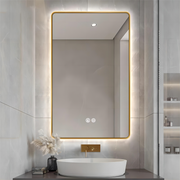 Oglinda LED 60x80cm Rama Aurie, 3 Lumini, Dezaburire si Touch OD041/GD