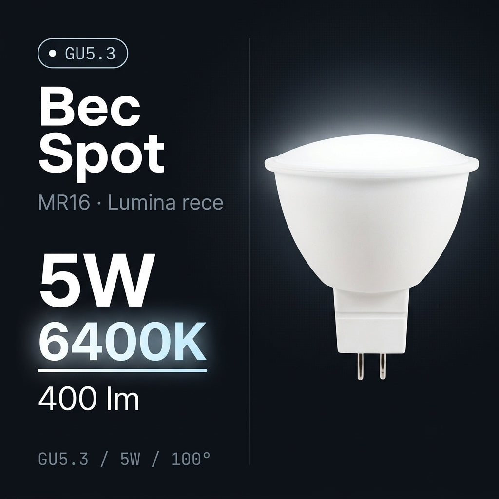 Bec LED Focus Polar MR16 Mat GU5.3 Lumina Rece 5W Echivalent 35W