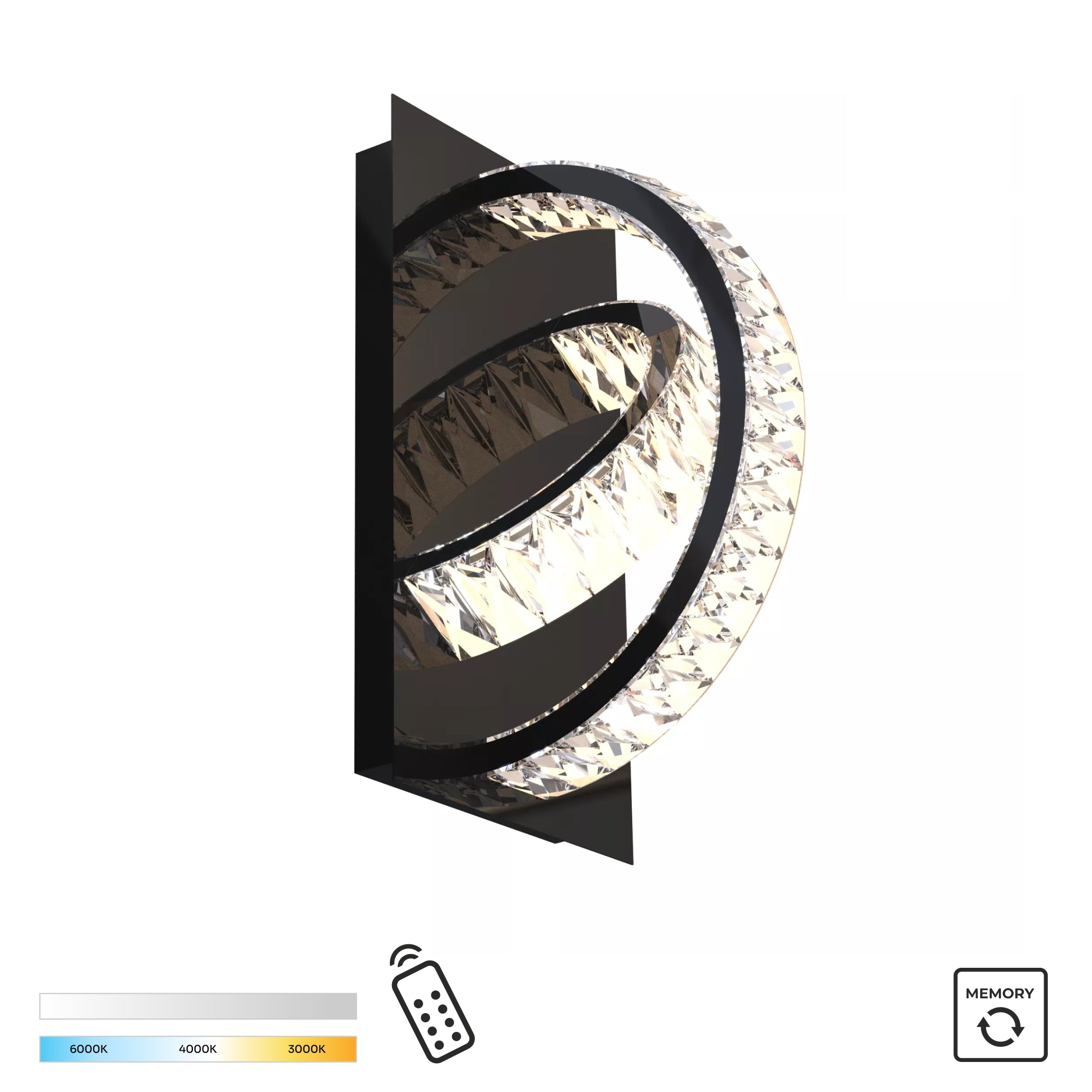 Aplica LED PREMIUM Cristal TULA BLACK Telecomanda by ZumaLine