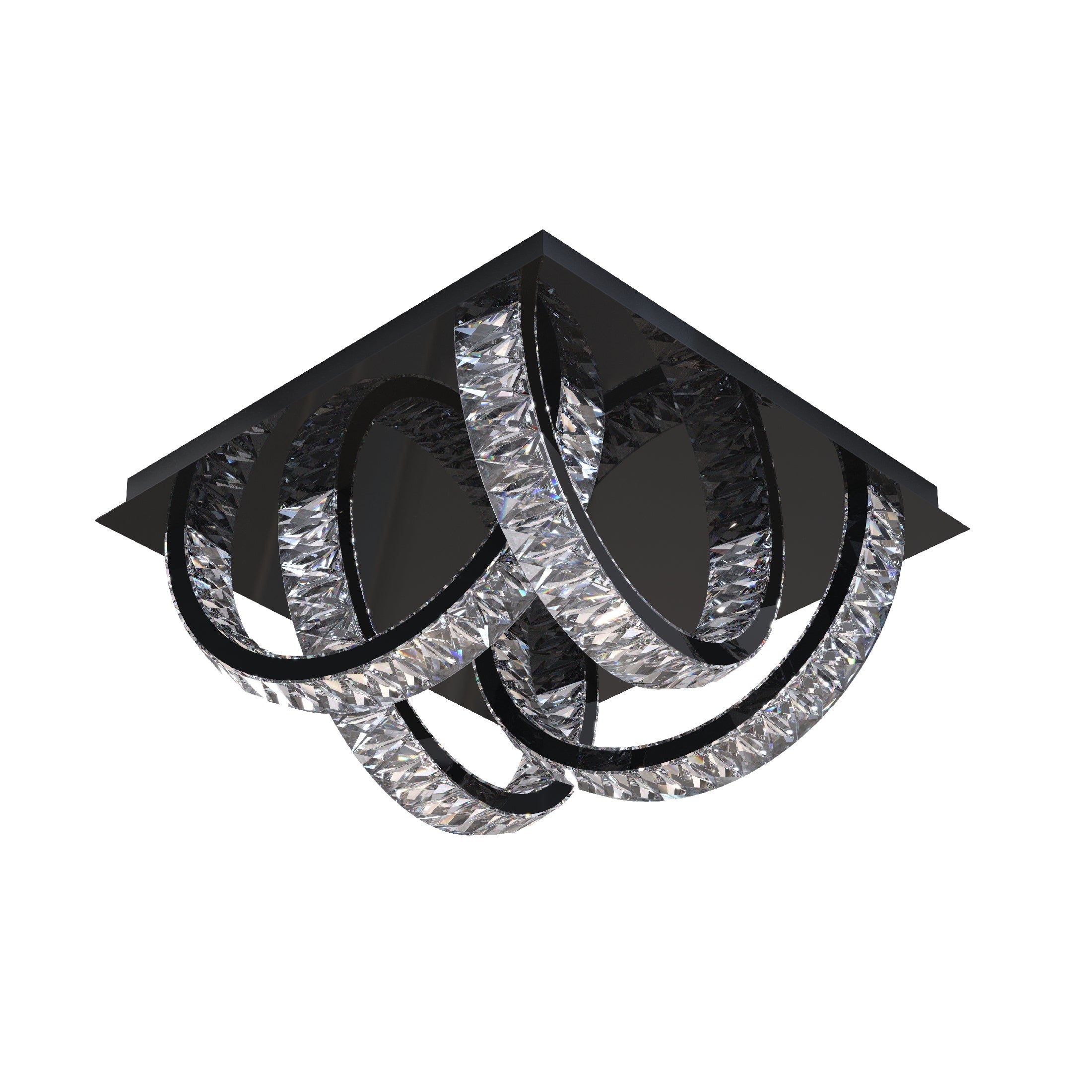 Lustra LED Cristal PREMIUM Aplicata TULA BLACK Echivalent 300W Telecomanda
